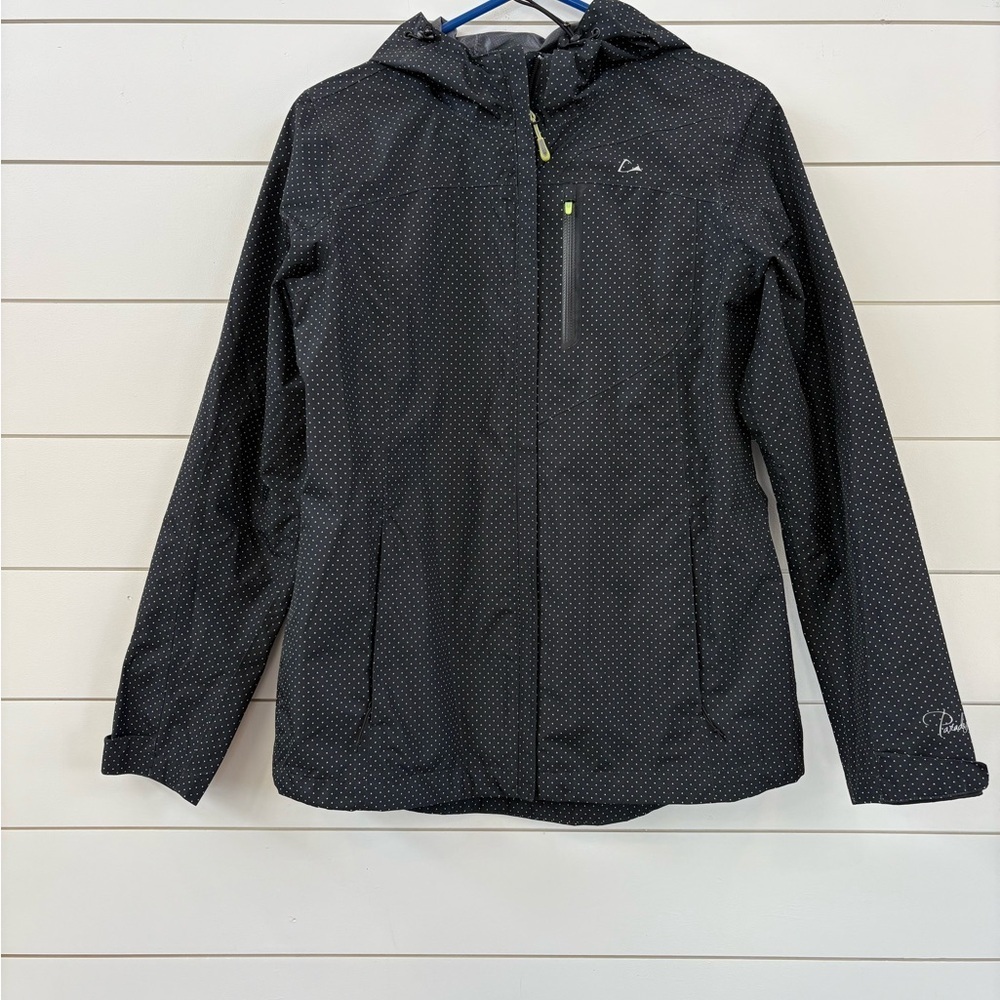 Paradox 2.5 Layer Waterproof  Black Women's Jacket with Green Polka Dots